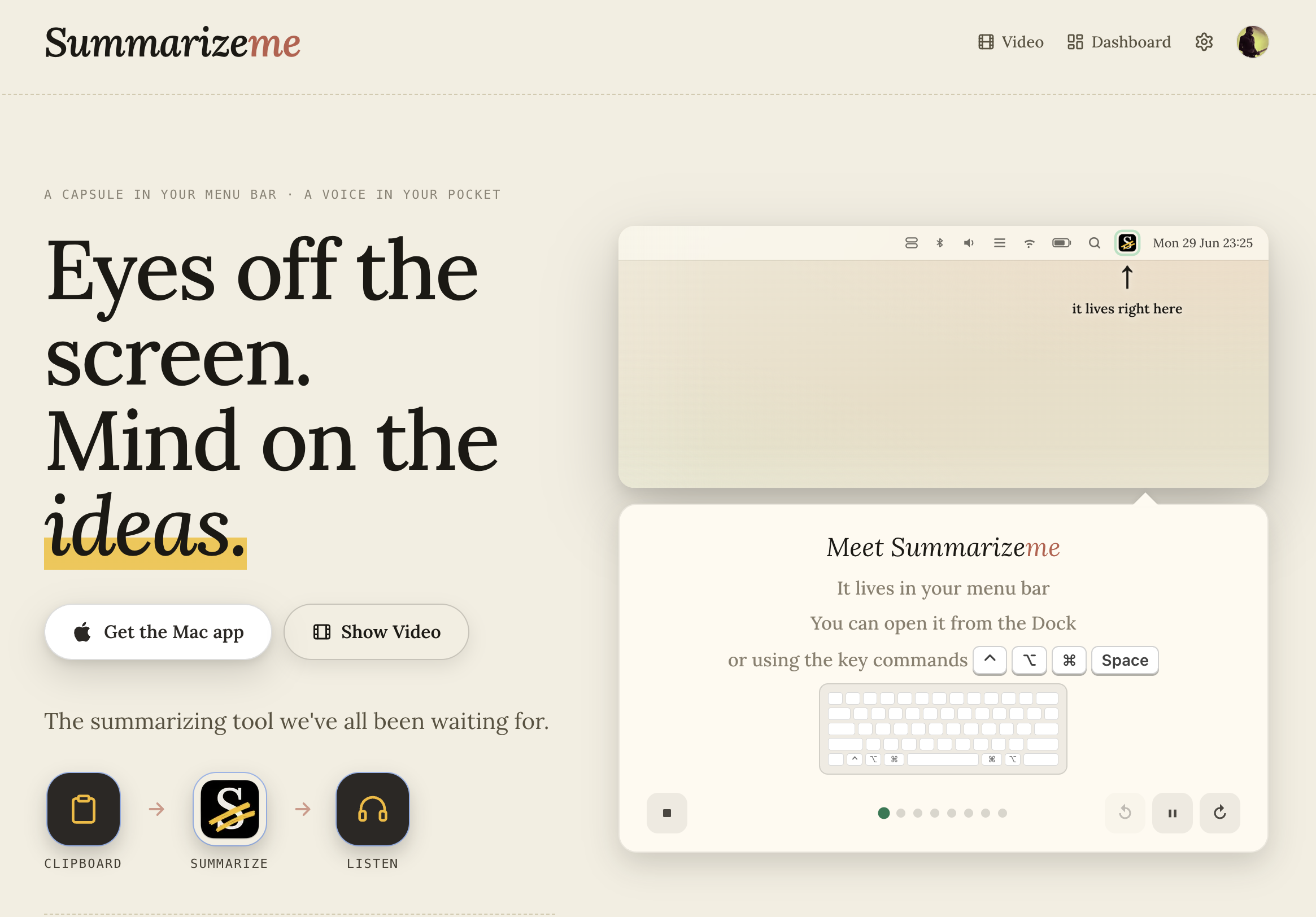 SummarizeMe app screen